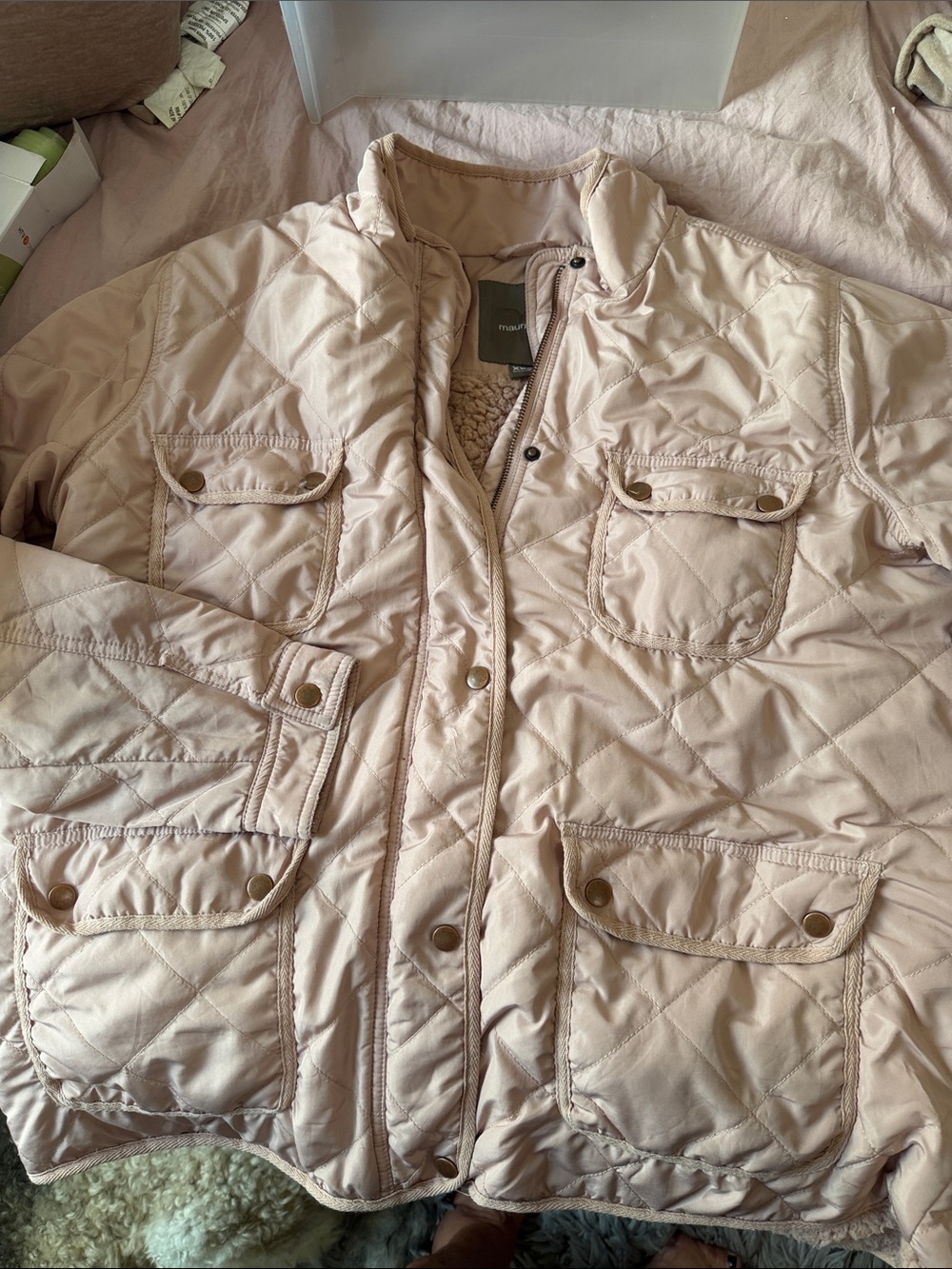 Maurices Quilted Puffer Jacket in Light Blush